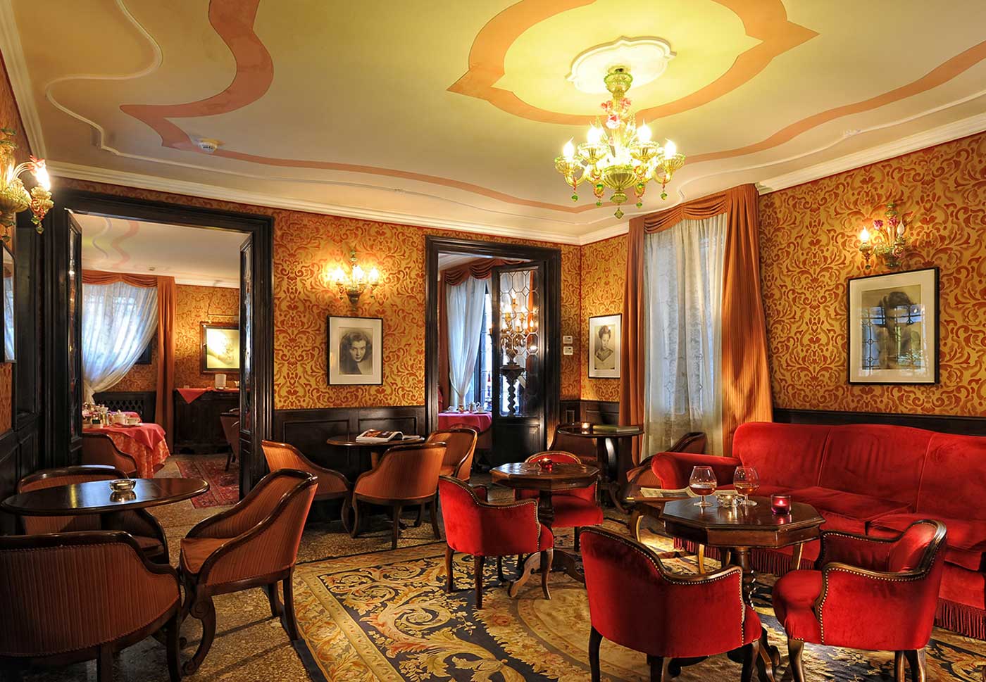 Lounge Bar of the hotel Flora in Venice, Italy